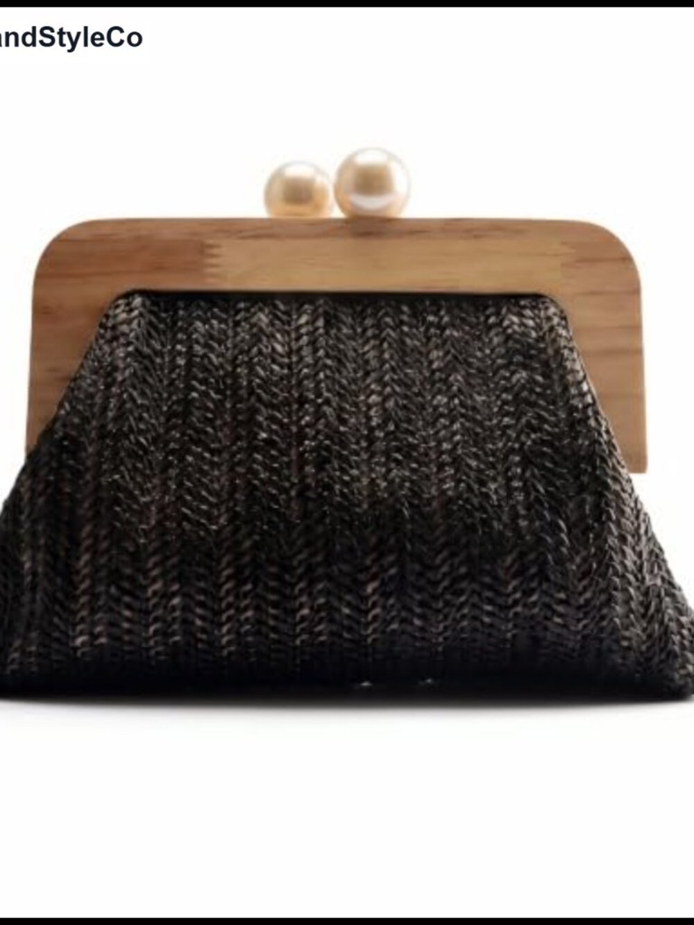 Women's Straw Clutch Purses Vintage Woven Evening Bag with Wooden Frame